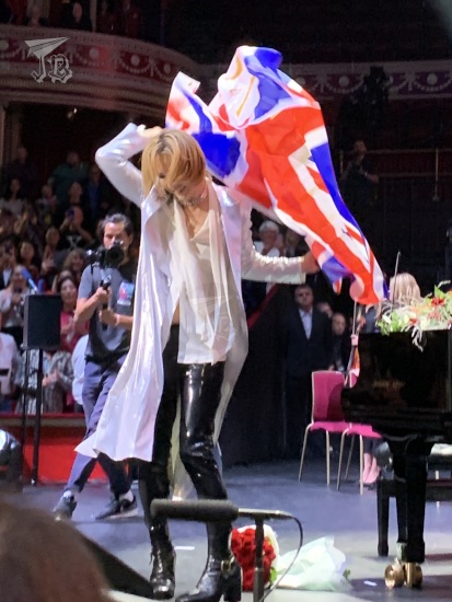 Yoshiki with the Union Jack flag, Royal Albert Hall