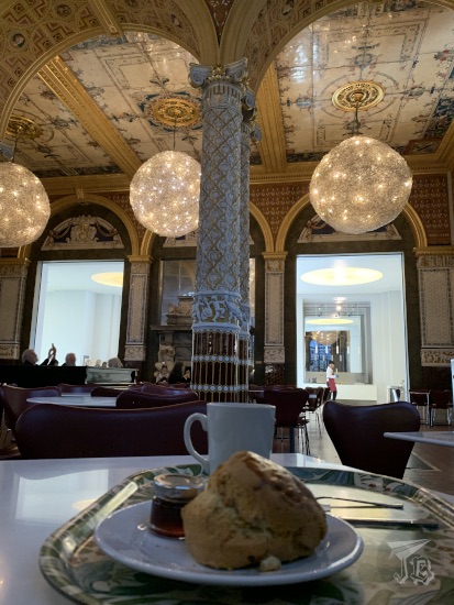 Scone and coffee at the Gambler Room in the V&A museum